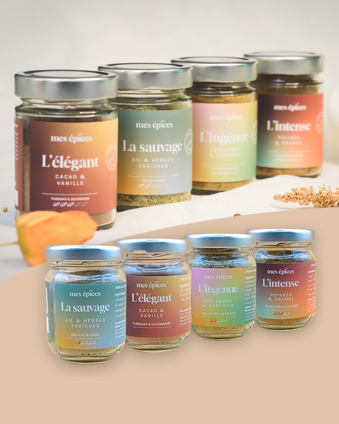 Pack de 4 grands + 4 minis pots